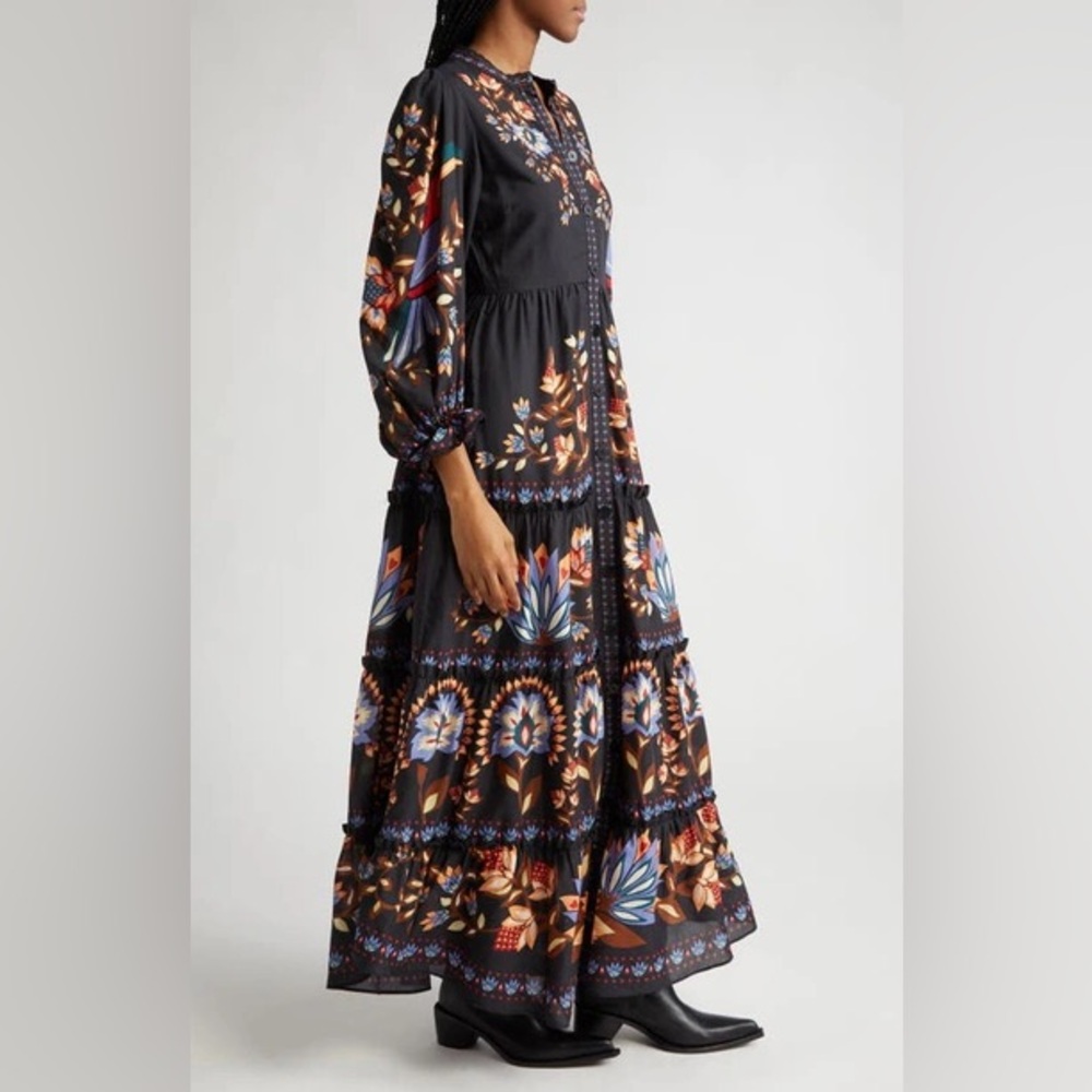 🥭FARM RIO Winter Garden Floral Print Long Sleeve Dress